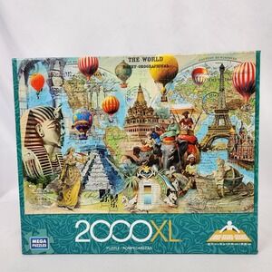 New Sealed Mega Puzzles 2000XL "The World Traveler"‎ 2000 pc Puzzle Large Pieces